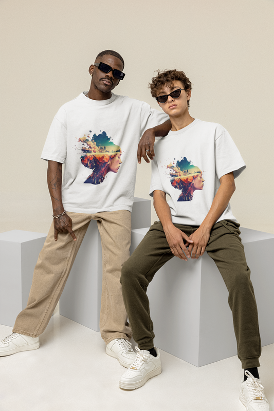 GOODLUCK Oversized Tee – Dream Horizon (White Edition)
