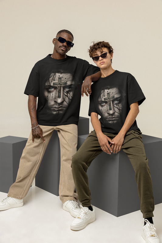 GOODLUCK Oversized Tee – Cross Witness (Black Edition)