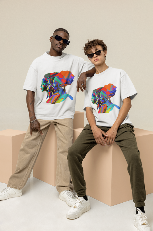 GOODLUCK Oversized Tee – Motherland Spectrum (White & Black Edition)