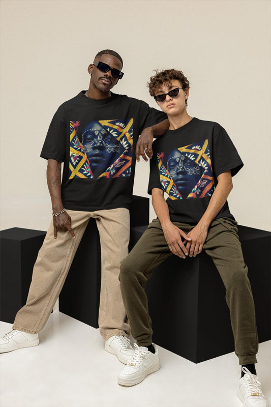 GOODLUCK Oversized Tee – Crowned Vision (Black & White Edition)
