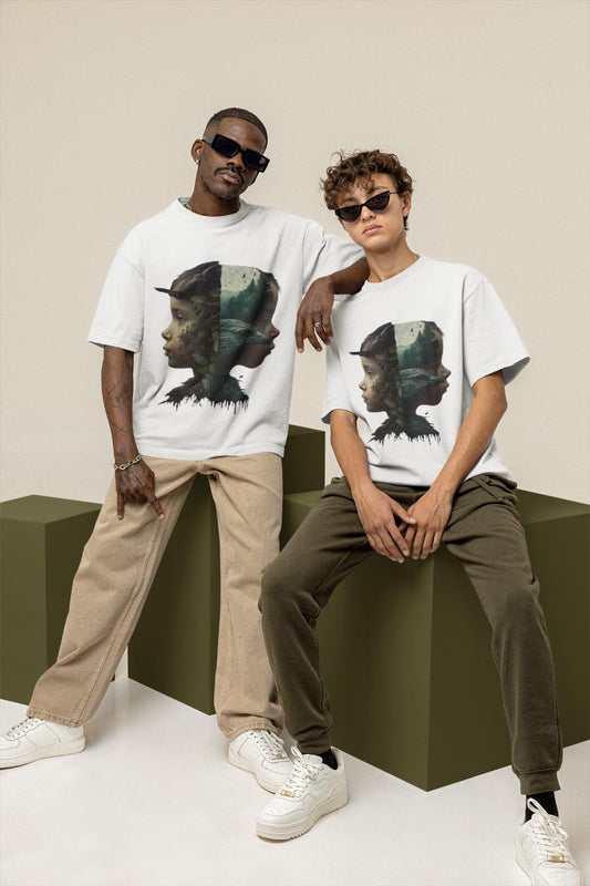 GOODLUCK Oversized Tee – Child of Earth (White & Black Edition)