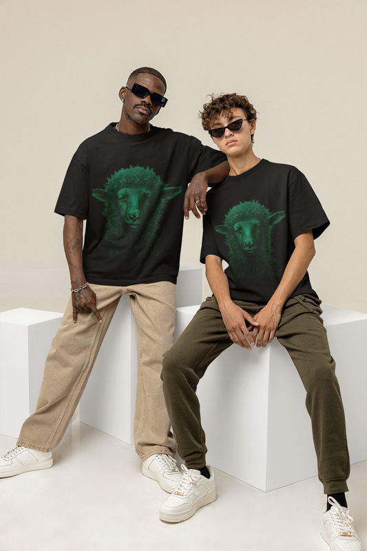 GOODLUCK Oversized Tee – Prism Face (Black Edition)
