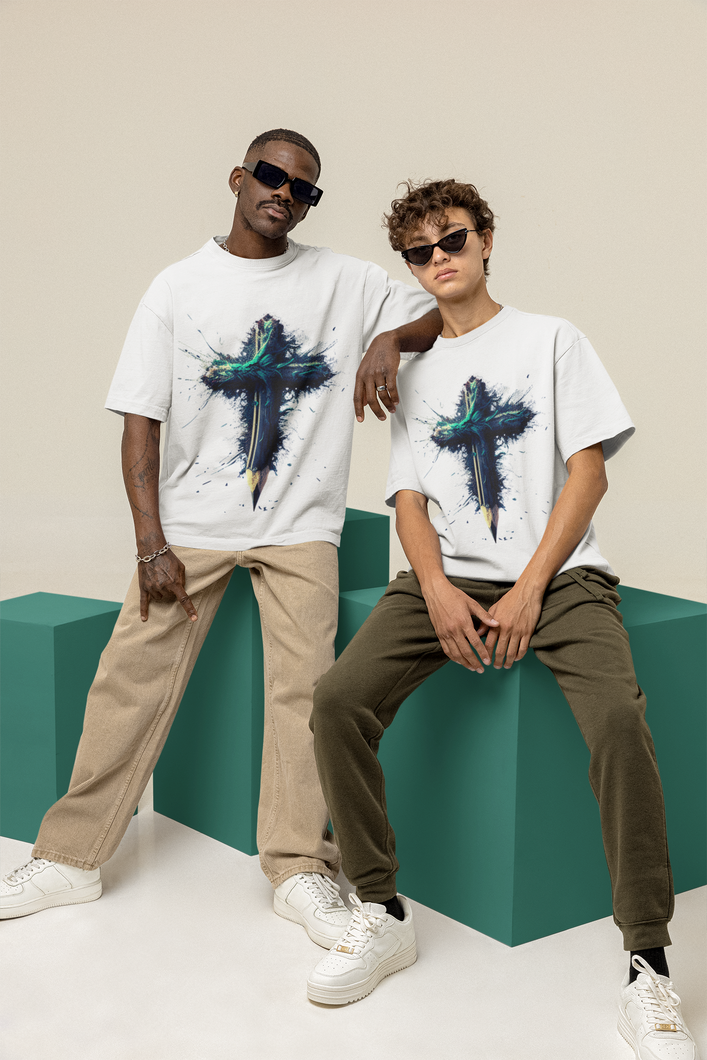 GOODLUCK Oversized Tee – Crossfire (White & Black Editions)